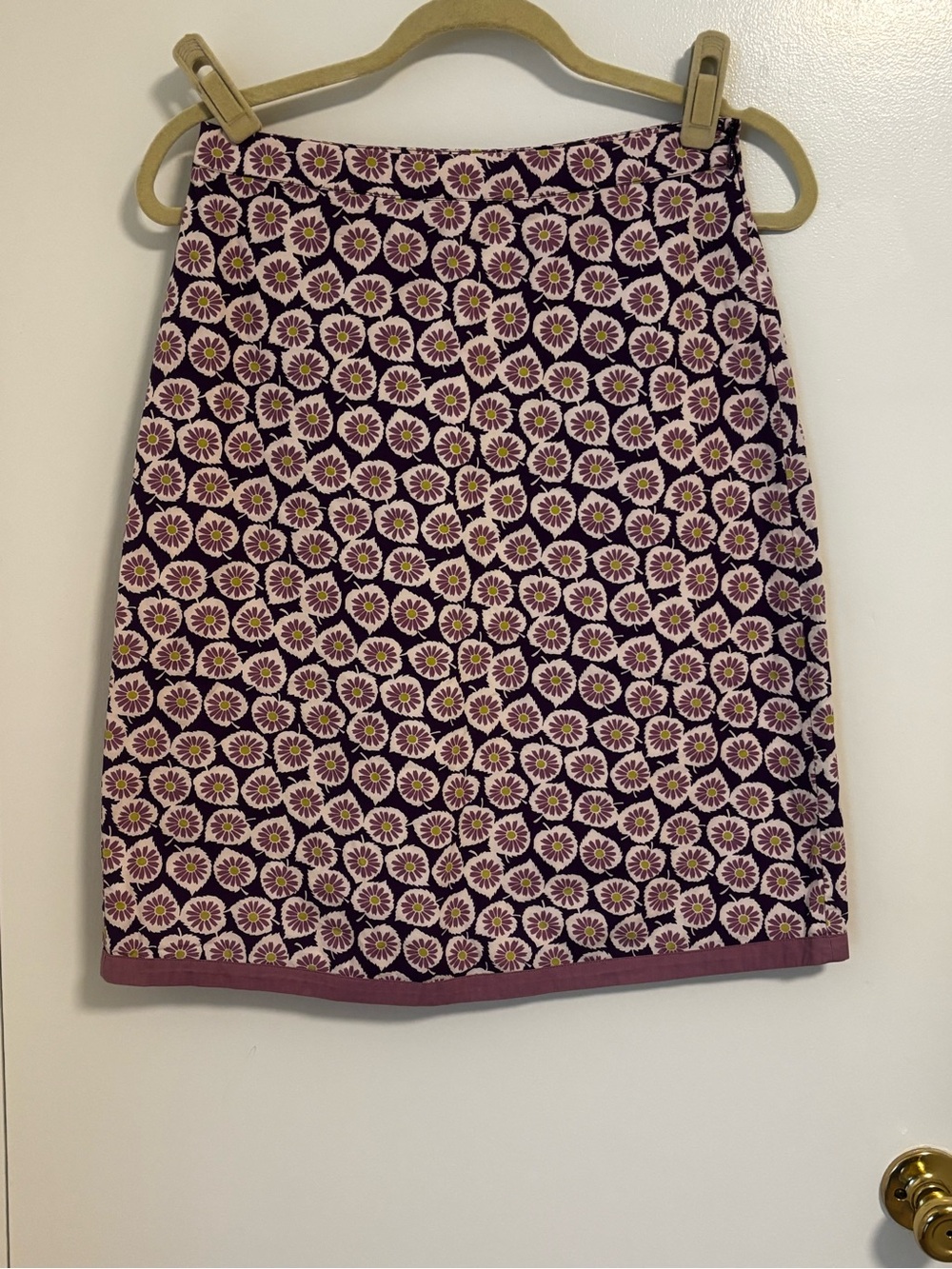 Boden Purple Floral-Pattern Pencil Skirt